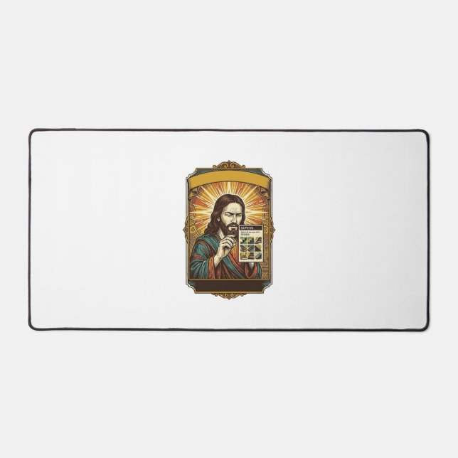Jesus Blurry Stairs Captcha Test Tech Security Hum Desk Mat (Front)