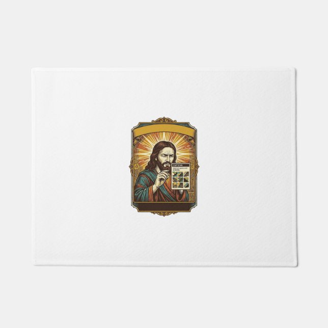 Jesus Blurry Stairs Captcha Test Tech Security Hum Doormat (Front)