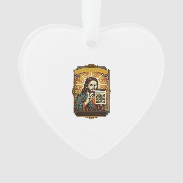 Jesus Blurry Stairs Captcha Test Tech Security Hum Ornament (Front)