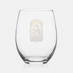 Jesus Blurry Stairs Captcha Test Tech Security Hum Stemless Wine Glass