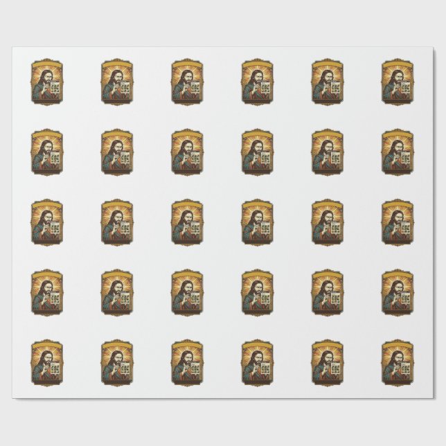 Jesus Blurry Stairs Captcha Test Tech Security Hum Wrapping Paper (Flat)