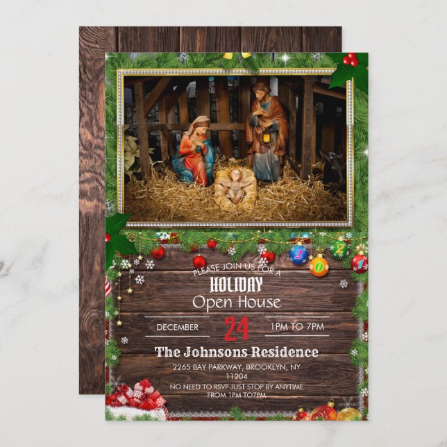 Jesus born manger         invitation (Front/Back)