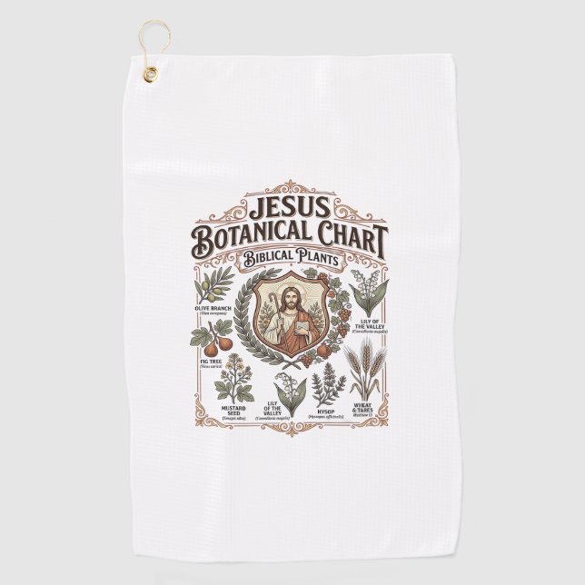 Jesus Botanical Chart Biblical Plants Jesus Botani Golf Towel (Front)