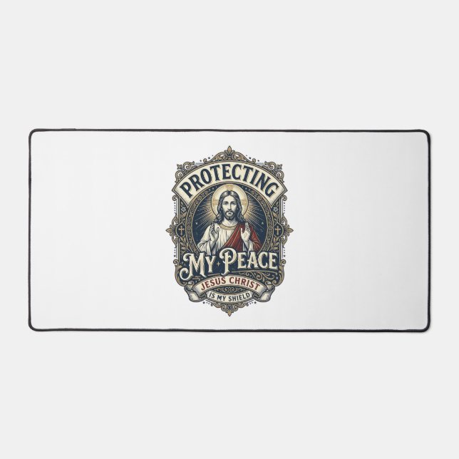 Jesus Boundaries Self Respect Shirt Faith Based De Desk Mat (Front)