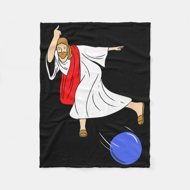 Jesus Bowling Christmas Bowling  Fleece Blanket (Front)