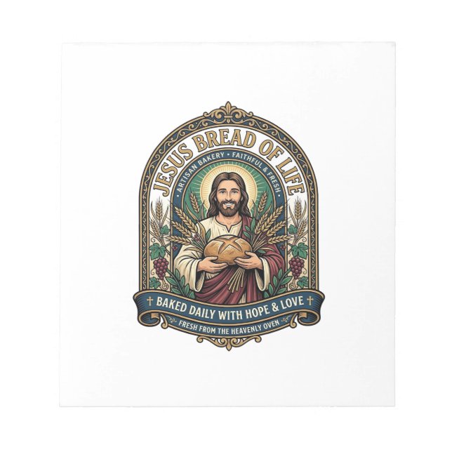 Jesus Bread Of Life Jesus Bread Life Bakery Christ Notepad (Front)
