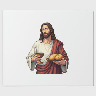 Jesus Bread Wine Vintage Engraving Tee 2 Wrapping Paper