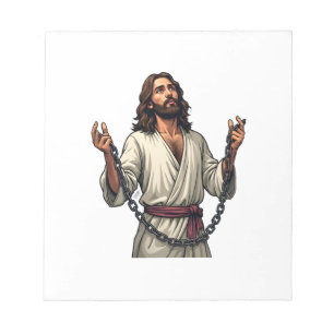 Jesus Broken Chains Vintage Engraving Tee Notepad