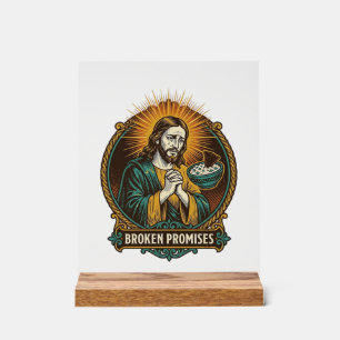 Jesus Broken Chip Stuck In Dip Bowl Party Humor_1 Acrylic Sign