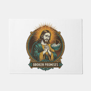 Jesus Broken Chip Stuck In Dip Bowl Party Humor_1 Doormat