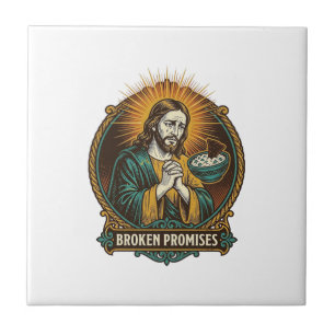 Jesus Broken Chip Stuck In Dip Bowl Party Humor_1 Tile
