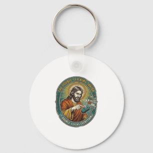 Jesus Broken Double Clicking Mouse IT Office Tech Key Ring