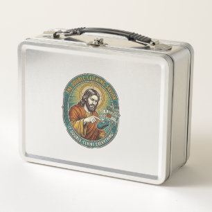 Jesus Broken Double Clicking Mouse IT Office Tech  Metal Lunch Box