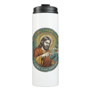 Jesus Broken Double Clicking Mouse IT Office Tech  Thermal Tumbler