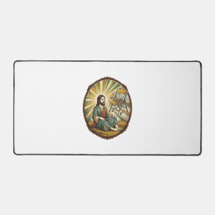 Jesus Broken Folding Chair Party Foul Clumsy Weigh Desk Mat