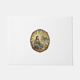 Jesus Broken Folding Chair Party Foul Clumsy Weigh Doormat