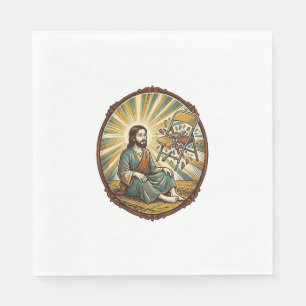 Jesus Broken Folding Chair Party Foul Clumsy Weigh Napkin