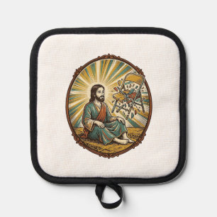 Jesus Broken Folding Chair Party Foul Clumsy Weigh Pot Holder