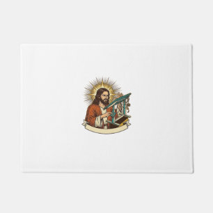 Jesus Broken Standing Desk Stuck Halfway Office Hu Doormat