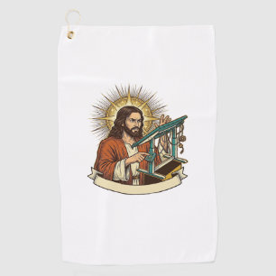 Jesus Broken Standing Desk Stuck Halfway Office Hu Golf Towel