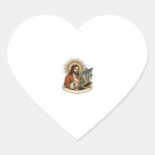 Jesus Broken Standing Desk Stuck Halfway Office Hu Heart Sticker