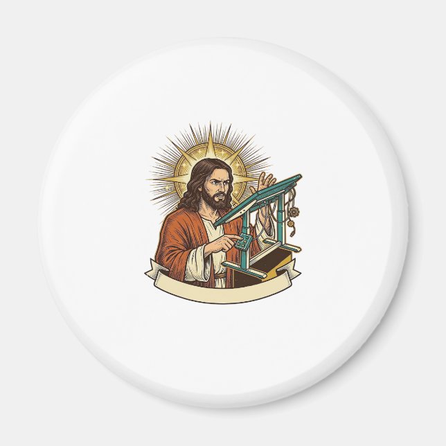 Jesus Broken Standing Desk Stuck Halfway Office Hu Magnet (Front)
