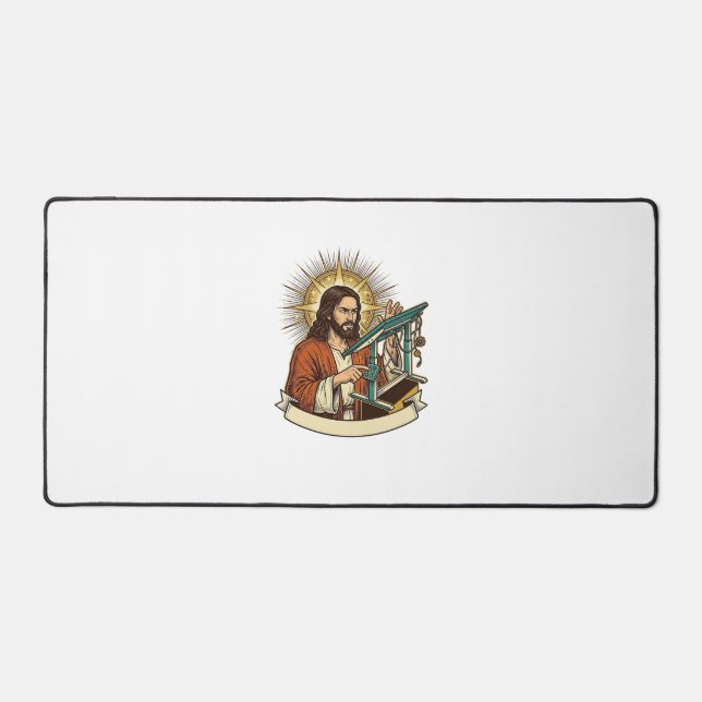 Jesus Broken Standing Desk Stuck Halfway Office Hu Mat (Front)