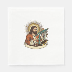 Jesus Broken Standing Desk Stuck Halfway Office Hu Napkin
