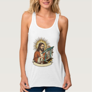 Jesus Broken Standing Desk Stuck Halfway Office Hu Singlet