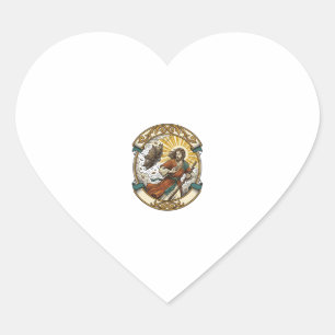 Jesus Broken Umbrella Blown Inside Out Windy Storm Heart Sticker