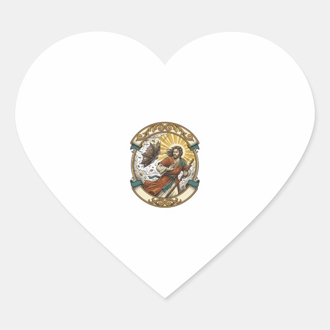 Jesus Broken Umbrella Blown Inside Out Windy Storm Heart Sticker (Front)