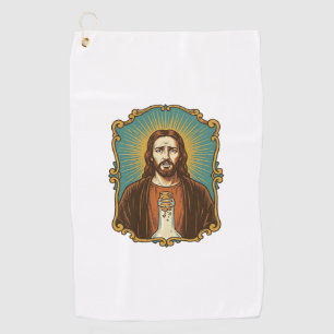 Jesus Broken Wine Cork Stuck Bottle Sommelier Part Golf Towel