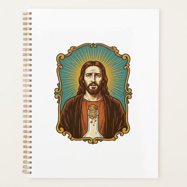 Jesus Broken Wine Cork Stuck Bottle Sommelier Part Planner (Front)