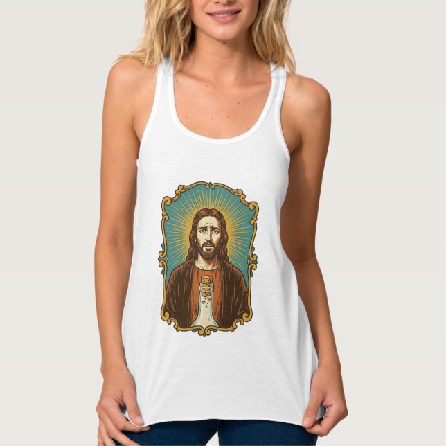 Jesus Broken Wine Cork Stuck Bottle Sommelier Part Singlet (Front)