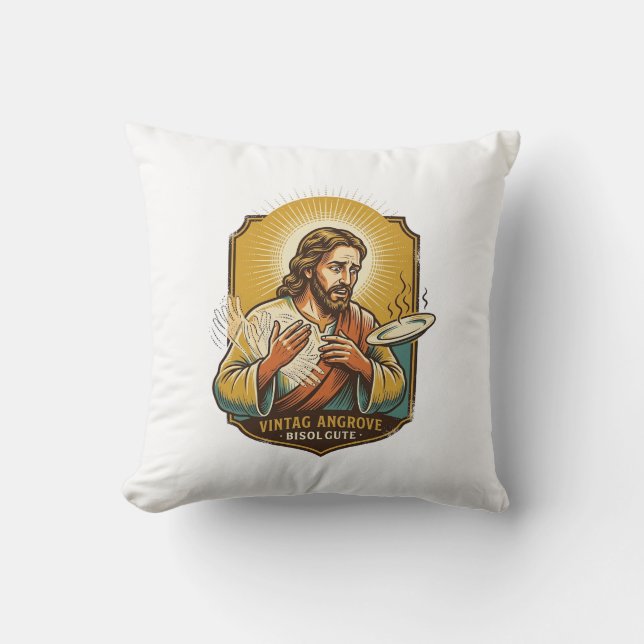 Jesus Burned Finger Taking Plate Out Microwave Kit Cushion (Front)