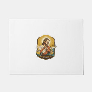 Jesus Burned Finger Taking Plate Out Microwave Kit Doormat