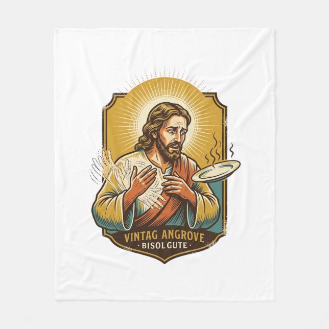 Jesus Burned Finger Taking Plate Out Microwave Kit Fleece Blanket (Front)