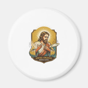 Jesus Burned Finger Taking Plate Out Microwave Kit Magnet