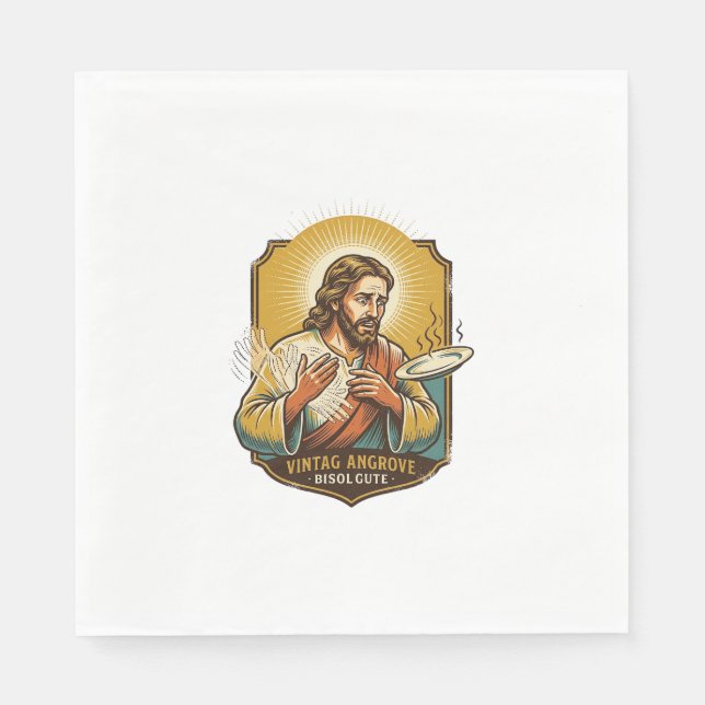 Jesus Burned Finger Taking Plate Out Microwave Kit Napkin (Front)