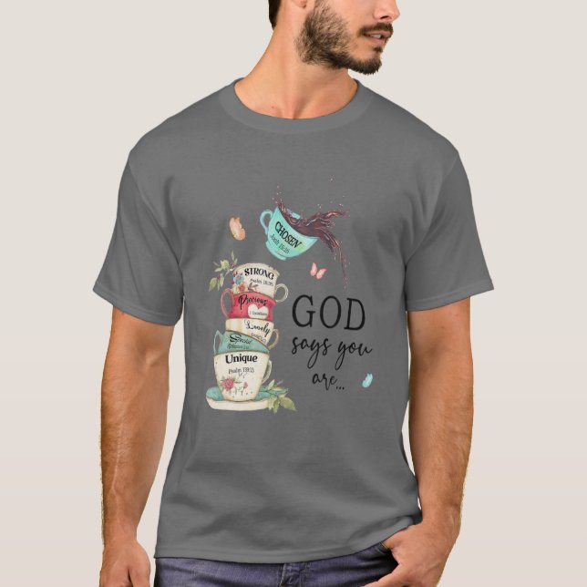 Jesus Butterfly Coffee Faith Christian God Say You T-Shirt (Front)