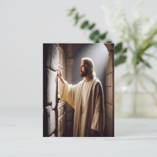 Jesus by Door at Sunrise Postcard