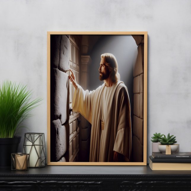Jesus by Door at Sunrise Poster (Creator Uploaded)