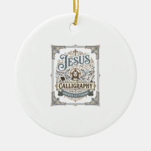 Jesus Calligraphy Sacred Lettering Jesus Calligrap Ceramic Tree Decoration