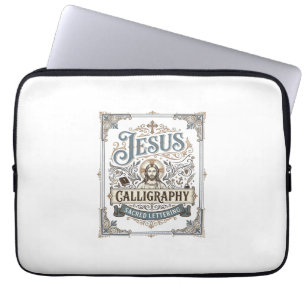 Jesus Calligraphy Sacred Lettering Jesus Calligrap Laptop Sleeve