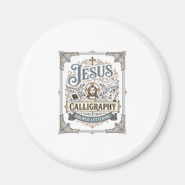 Jesus Calligraphy Sacred Lettering Jesus Calligrap Magnet (Front)