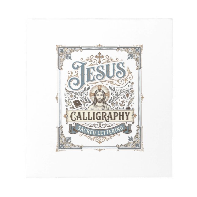 Jesus Calligraphy Sacred Lettering Jesus Calligrap Notepad (Front)