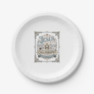 Jesus Calligraphy Sacred Lettering Jesus Calligrap Paper Plate