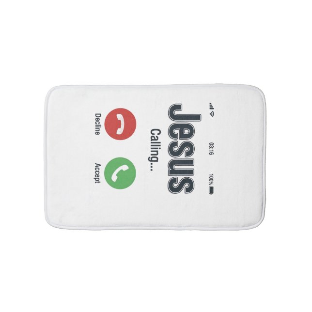 Jesus Calling Phone Screen Christian Shirt Design_ Bath Mat (Front)