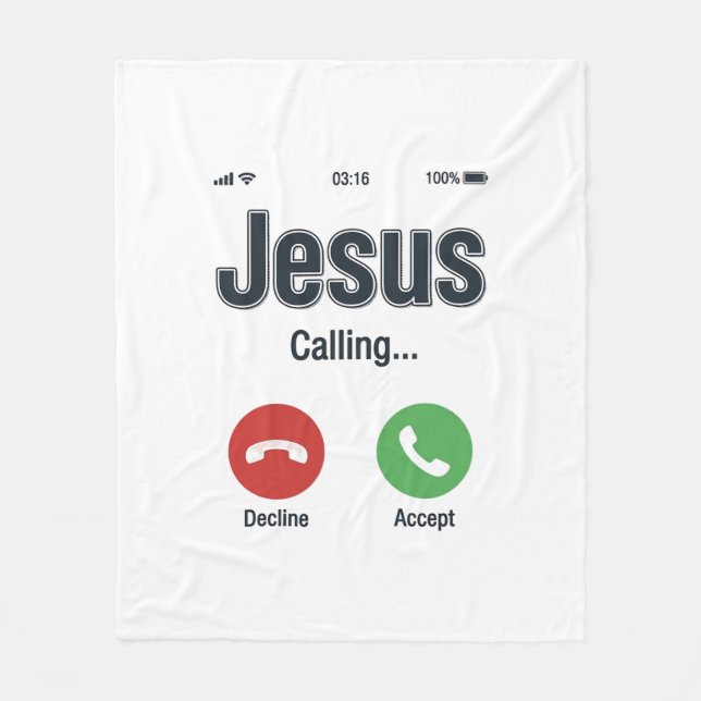 Jesus Calling Phone Screen Christian Shirt Design_ Fleece Blanket (Front)