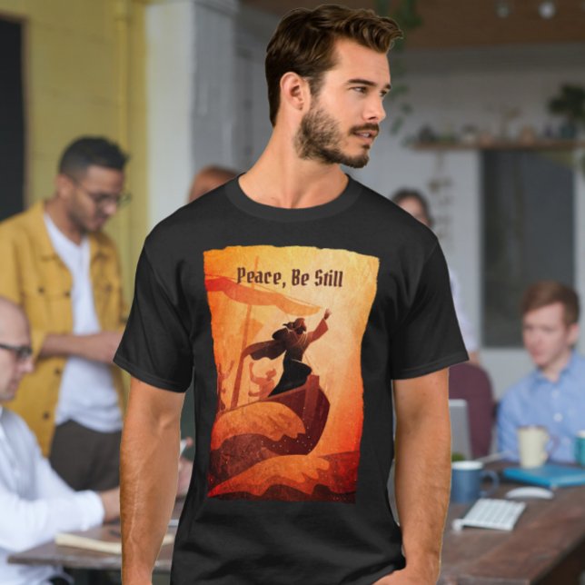 Jesus calms the storm | Bible Verse Black T-Shirt (Creator Uploaded)